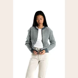 Fuza Wool Cardigan Lysebl/mnster 100% uld