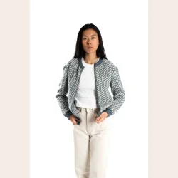 Fuza Wool Cardigan Lysebl/mnster 100% uld