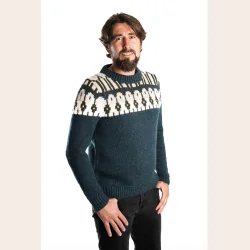 Fuza Wool Sweater petrol 100% merinould
