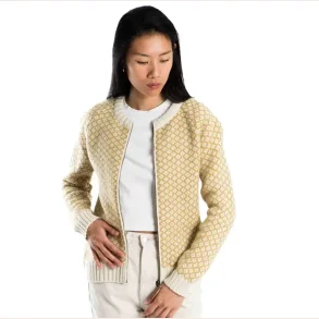 Fuza Wool Cardigan Gul/Mnster 100% uld