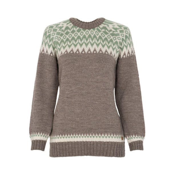 Fuzawool Sweater - lysebrun m mnster - 100% Uld