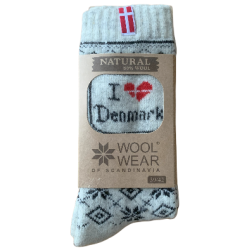 Uldsokker "I love Denmark" 80% Uld