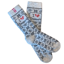 Uldsokker "I love Denmark" 80% Uld