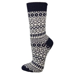 Uldsokker islandsk flag 60 % uld mrkebl 