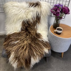 Islandsk lammeskind langh�ret plettet str XL - 4210