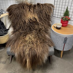 Islandsk lammeskind langh�ret naturligt brun str XL - 4314 