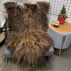 Islandsk lammeskind langh�ret naturligt brun str XL - 4315