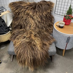 Islandsk lammeskind langh�ret brunt str XL - 4316