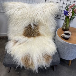 Islandsk lammeskind langh�ret naturligt brunplettet str L - 3261