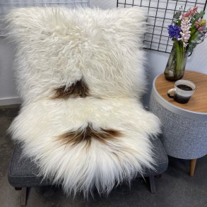 Islandsk lammeskind langh�ret naturligt brunplettet str L - 3265