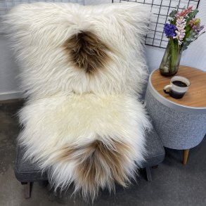 Islandsk lammeskind langh�ret naturligt brunplettet str L - 3266