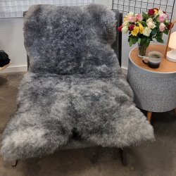 Islandsk klippet lammeskind naturligt gr str L  3928