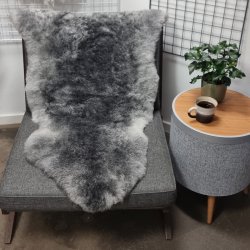 Islandsk klippet lammeskind naturligt gr str L  3934