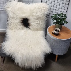 Islandsk lammeskind langhret plettet str XL - 4226