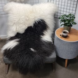 Islandsk lammeskind langhret plettet str XL - 4228