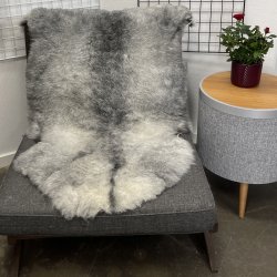 Islandsk klippet lammeskind naturligt gr� str L  3913