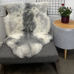 Islandsk klippet lammeskind naturligt gr� str L  3928