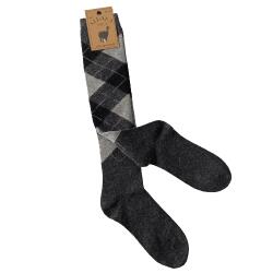 Knlange Alpaka uldsokker med ternet mnster