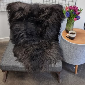 Islandsk lammeskind langh�ret sort str L - 3113