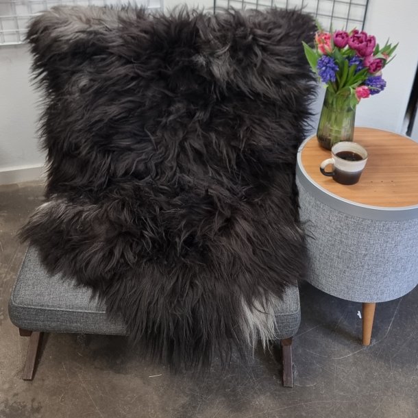 Islandsk lammeskind langh�ret sort str L - 3114