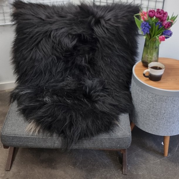 Islandsk lammeskind langh�ret sort str L - 3117