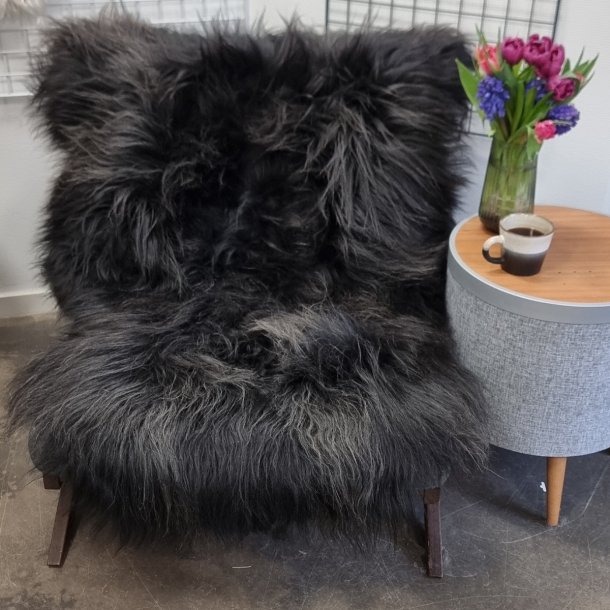 Islandsk lammeskind langh�ret plettet str XL - 4233