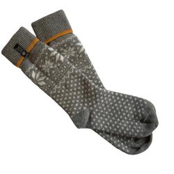 Lange uldsokker med mnster 70% uld gr