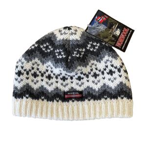 Flot strikhue med mnster 100% uld