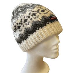 Flot strikhue med mnster 100% uld