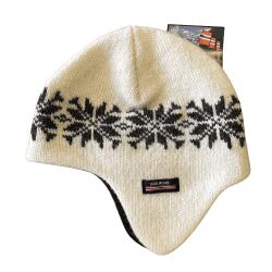 Hvid varm hue i 100% uld   Lille stjernemnster