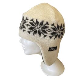 Hvid varm hue i 100% uld   Lille stjernemnster