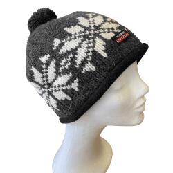 Koksgr Hue med stort stjernemnster i 100% uld 