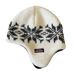 Hvid varm hue i 100% uld Stort stjernemnster