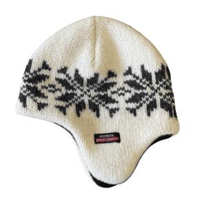 Hvid varm hue i 100% uld Stort stjernemnster