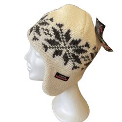 Hvid varm hue i 100% uld Stort stjernemnster