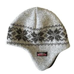 Lysegr varm hue i 100% uld med mnster