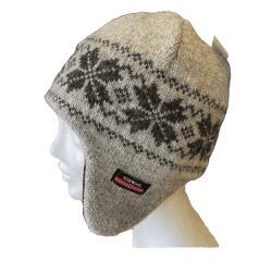 Lysegr varm hue i 100% uld med mnster