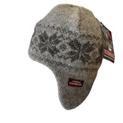 Gr varm hue i 100% uld med mnster