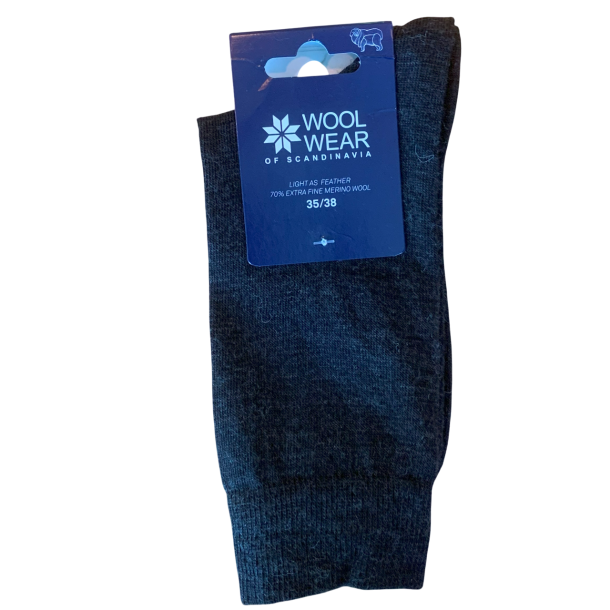 Tynde Merino uldsokker med 70% uld Koksgr