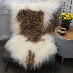 Islandsk lammeskind langh�ret naturligt brun str XL - 4315