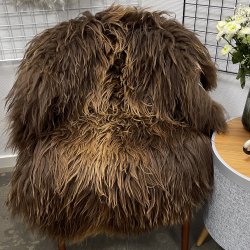 Islandsk lammeskind langh�ret brunt str M - 2321