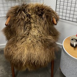 Islandsk lammeskind langhret brunt str M - 2315