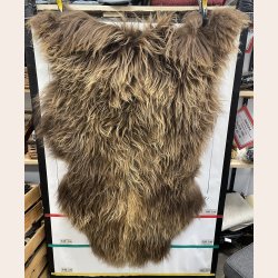 Islandsk lammeskind langhret naturligt brun str XL - 4311