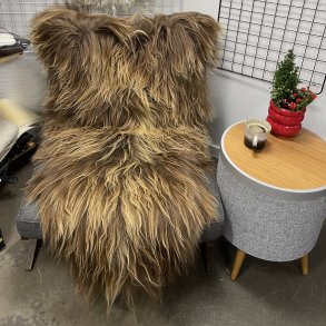 Islandsk lammeskind langhret naturligt brun str XL - 4312