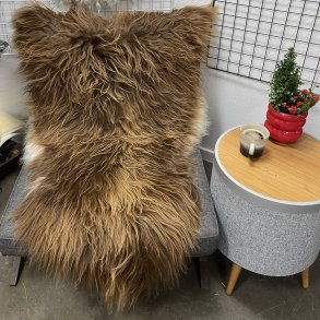 Islandsk lammeskind langhret naturligt brun str XL - 4313