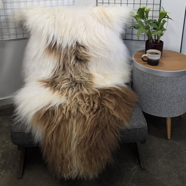 Islandsk lammeskind langh�ret naturligt brun str XL - 4311
