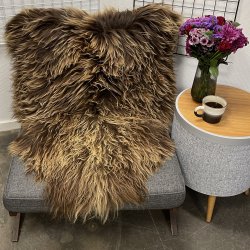 Islandsk lammeskind langh�ret naturligt brun str L - 3310
