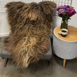Islandsk lammeskind  naturligt brun str L - 3317