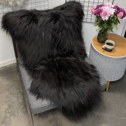 Islandsk lammeskind langh�ret sort str XL - 4111