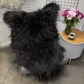 Islandsk lammeskind langh�ret sort str XL - 4112